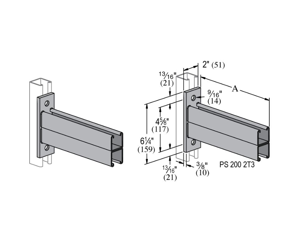 Double Channel Bracket with Measurements